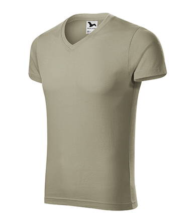 Slim Fit V-neck - Tričko pánské (světlá khaki)