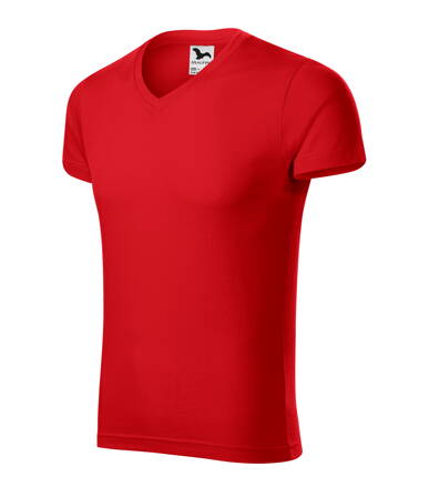 Slim Fit V-neck - Tričko pánské (červená)