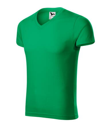 Slim Fit V-neck - Tričko pánské (středně zelená)