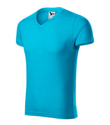 Slim Fit V-neck - Tričko pánské (tyrkysová)