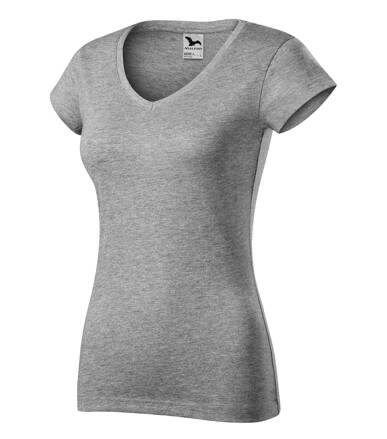 Fit V-neck - Tričko dámské (tmavě šedý melír)