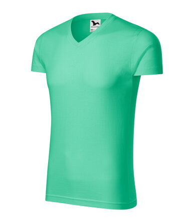 Slim Fit V-neck - Tričko pánské (mátová)